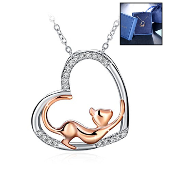 J.Rosée Jewelry - J.Rosée 925 Silver Rose Gold Cat Pendant Necklace